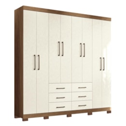 Guarda Roupa Casal Liverpool 8.6 8 Portas 6 Gavetas Jatobá/Areia com Pés - Santos Andirá Guarda Roupa Casal Liverpool 8.6 8 Portas 6 Gavetas Jatobá/Areia com Pés - Santos Andirá