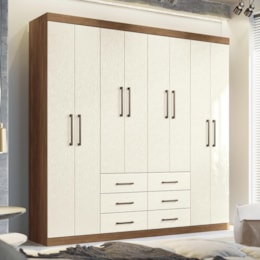 Guarda Roupa Casal Liverpool 8.6 8 Portas 6 Gavetas Jatobá/Areia - Santos Andirá Guarda Roupa Casal Liverpool 8.6 8 Portas 6 Gavetas Jatobá/Areia - Santos Andirá
