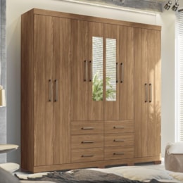 Guarda Roupa Casal Liverpool 8.6 8 Portas 6 Gavetas Jatobá com Espelho e Pés - Santos Andirá Guarda Roupa Casal Liverpool 8.6 8 Portas 6 Gavetas Jatobá com Espelho e Pés - Santos Andirá