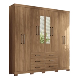 Guarda Roupa Casal Liverpool 8.6 8 Portas 6 Gavetas Jatobá com Espelho e Pés - Santos Andirá Guarda Roupa Casal Liverpool 8.6 8 Portas 6 Gavetas Jatobá com Espelho e Pés - Santos Andirá