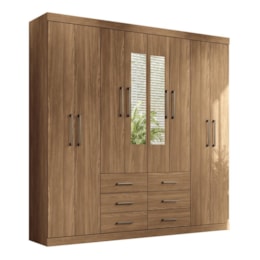 Guarda Roupa Casal Liverpool 8.6 8 Portas 6 Gavetas Jatobá com Espelho - Santos Andirá Guarda Roupa Casal Liverpool 8.6 8 Portas 6 Gavetas Jatobá com Espelho - Santos Andirá