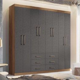 Guarda Roupa Casal Liverpool 8.6 8 Portas 6 Gavetas Jatobá/Grafite - Santos Andirá Guarda Roupa Casal Liverpool 8.6 8 Portas 6 Gavetas Jatobá/Grafite - Santos Andirá