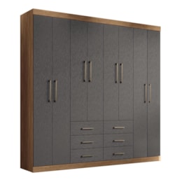 Guarda Roupa Casal Liverpool 8.6 8 Portas 6 Gavetas Jatobá/Grafite - Santos Andirá Guarda Roupa Casal Liverpool 8.6 8 Portas 6 Gavetas Jatobá/Grafite - Santos Andirá