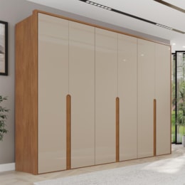 Guarda Roupa Casal Lizz 6 Portas 6 Gavetas Flex Cedro/Off White - Casa D