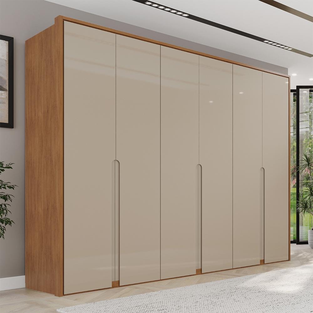 Guarda Roupa Casal Lizz 6 Portas 6 Gavetas Flex Cedro/Off White