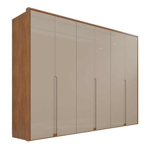 Guarda Roupa Casal Lizz 6 Portas 6 Gavetas Flex Off White/Cedro - Casa D