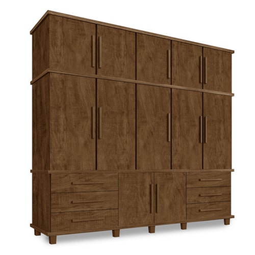 Guarda Roupa Casal Londres 12 Portas e 6 Gavetas - Móveis Luapa Malbec