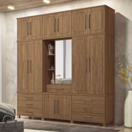 Guarda Roupa Casal Londres Capelinha 13.7 13 Portas 7 Gavetas Jatobá com Espelho - Santos Andirá Guarda Roupa Casal Londres Capelinha 13.7 13 Portas 7 Gavetas Jatobá com Espelho - Santos Andirá