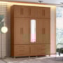 Guarda Roupa Casal Londres Triplex 11 Portas 6 Gavetas Jatobá com Espelho - Santos Andirá