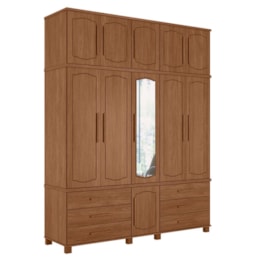 Guarda Roupa Casal Londres Triplex 11 Portas 6 Gavetas Jatobá com Espelho - Santos Andirá