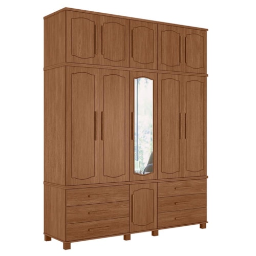 Guarda Roupa Casal Londres Triplex 11 Portas 6 Gavetas Jatobá com Espelho - Santos Andirá