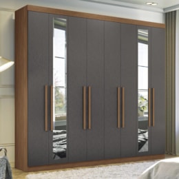 Guarda Roupa Casal Master New 8.4 8 Portas Jatobá/Grafite com Espelho - Santos Andirá Guarda Roupa Casal Master New 8.4 8 Portas Jatobá/Grafite com Espelho - Santos Andirá