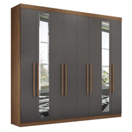 Guarda Roupa Casal Master New 8.4 8 Portas Jatobá/Grafite com Espelho - Santos Andirá Guarda Roupa Casal Master New 8.4 8 Portas Jatobá/Grafite com Espelho - Santos Andirá