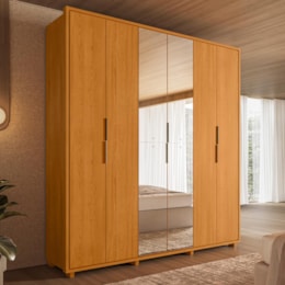 Guarda Roupa Casal Matisse 6 Portas Cinamomo com Espelho - Madetec