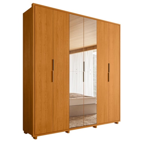 Guarda Roupa Casal Matisse 6 Portas Cinamomo com Espelho - Madetec