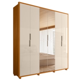 Guarda Roupa Casal Matisse 6 Portas Cinamomo/Off White com Espelho - Madetec