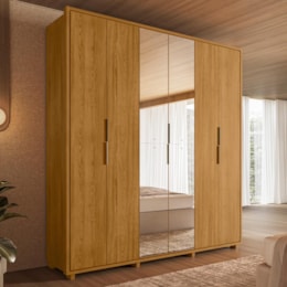 Guarda Roupa Casal Matisse 6 Portas Cumaru com Espelho - Madetec