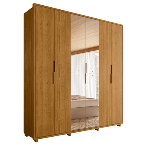 Guarda Roupa Casal Matisse 6 Portas Cumaru com Espelho - Madetec