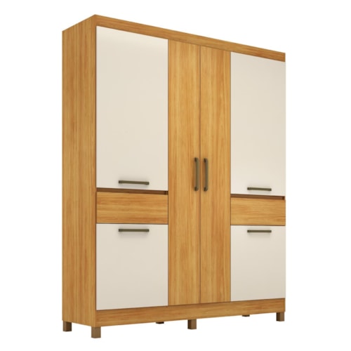 Guarda Roupa Casal Mauá 6 Portas Cinamon Touch/Off White - Demóbile