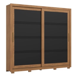 Guarda Roupa Casal Medelín 2 Portas Deslizantes Nature/Preto - Móveis Henn Guarda Roupa Casal Medelín 2 Portas Deslizantes Nature/Preto - Móveis Henn