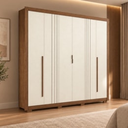 Guarda Roupa Casal Miletto 6 Portas 3 Gavetas Jatobá/Areia com Pés - Santos Andirá