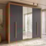 Guarda Roupa Casal Miletto 6 Portas 3 Gavetas Jatobá/Grafite com Espelho - Santos Andirá