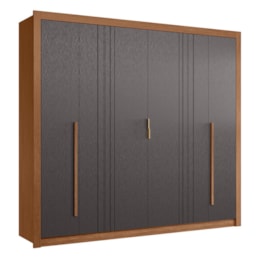 Guarda Roupa Casal Miletto 6 Portas 3 Gavetas Jatobá/Grafite - Santos Andirá