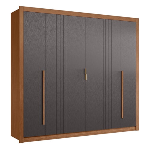 Guarda Roupa Casal Miletto 6 Portas 3 Gavetas Jatobá/Grafite - Santos Andirá