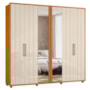 Guarda Roupa Casal Miró Ripado 6 Portas Cinamomo/Off White com Espelho - Madetec