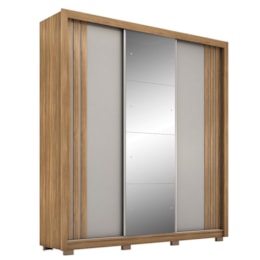Guarda Roupa Casal Moema 3 Portas Flex Amêndola/Nude Prime com Espelho e Pés - Demóbile Guarda Roupa Casal Moema 3 Portas Flex Amêndola/Nude Prime com Espelho e Pés - Demóbile