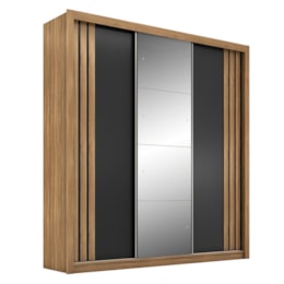Guarda Roupa Casal Moema 3 Portas Flex Amêndola/Preto Prime com Espelho - Demóbile Guarda Roupa Casal Moema 3 Portas Flex Amêndola/Preto Prime com Espelho - Demóbile