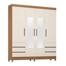 Guarda Roupa Casal Mônaco 4 Portas com Espelho Branco – Demóbile