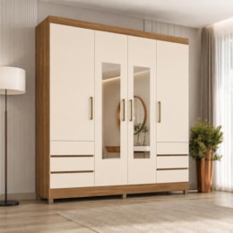 Guarda Roupa Casal Mônaco 4 Portas com Espelho Branco – Demóbile