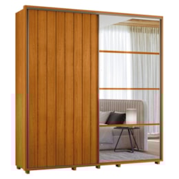 Guarda Roupa Casal Monet Ripado 2 Portas Deslizantes Cinamomo com Espelho - Madetec 