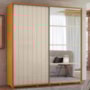 Guarda Roupa Casal Monet Ripado 2 Portas Deslizantes Cinamomo/Off White com Espelho - Madetec