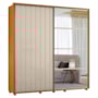 Guarda Roupa Casal Monet Ripado 2 Portas Deslizantes Cinamomo/Off White com Espelho - Madetec