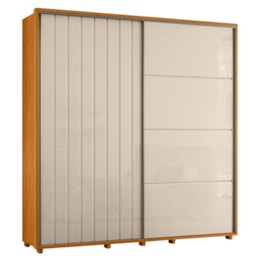 Guarda Roupa Casal Monet Ripado 2 Portas Deslizantes Cinamomo/Off White - Madetec