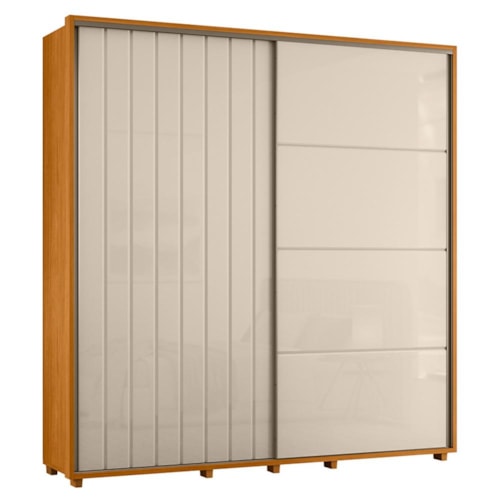 Guarda Roupa Casal Monet Ripado 2 Portas Deslizantes Cinamomo/Off White - Madetec