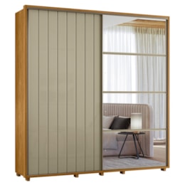 Guarda Roupa Casal Monet Ripado 2 Portas Deslizantes Cumaru/Opala com Espelho - Madetec