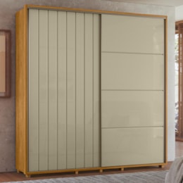 Guarda Roupa Casal Monet Ripado 2 Portas Deslizantes Cumaru/Opala - Madetec
