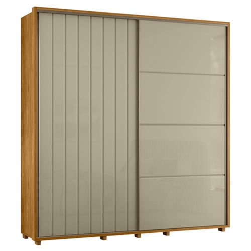 Guarda Roupa Casal Monet Ripado 2 Portas Deslizantes Cumaru/Opala - Madetec