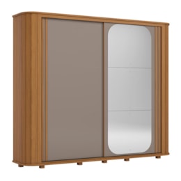 Guarda Roupa Casal Mozzate 2 Portas Deslizantes Flex Cinamomo/Avelã com Espelho - Móveis Henn