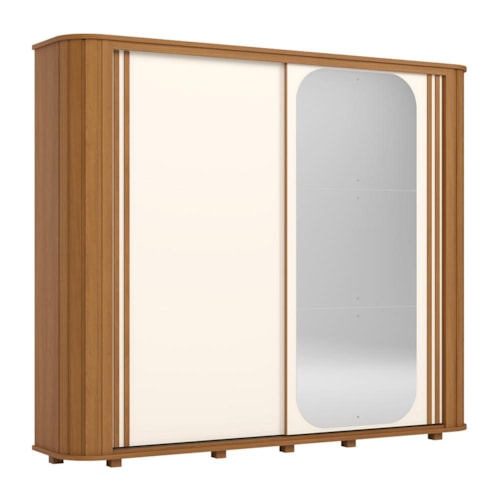 Guarda Roupa Casal Mozzate 2 Portas Deslizantes Flex Cinamomo/Off White com Espelho - Henn