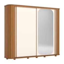 Guarda Roupa Casal Mozzate 2 Portas Deslizantes Flex Cinamomo/Off White com Espelho - Móveis Henn