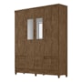 Guarda Roupa Casal MS912 6 Portas e 2 Gavetas Castanho com Espelho - Moval