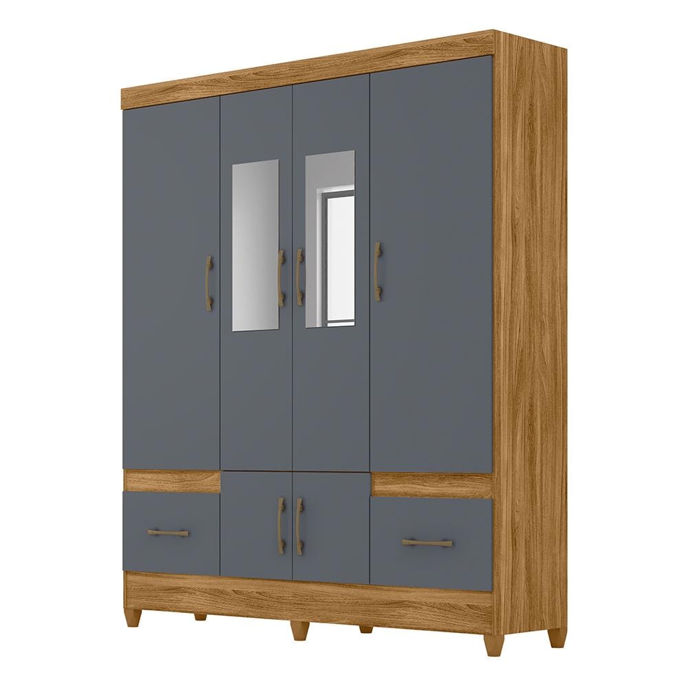 Guarda Roupa Casal MS912 6 Portas e 2 Gavetas Freijó/Cinza com