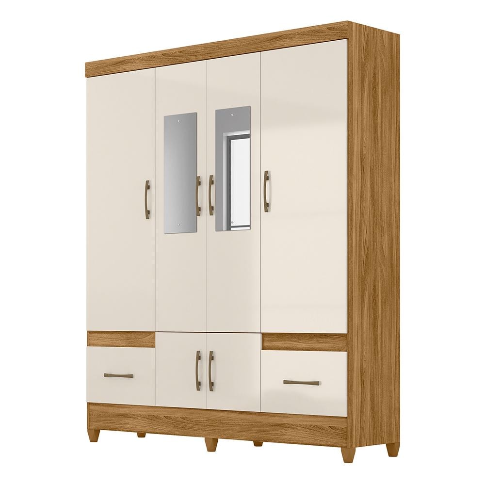 Guarda Roupa Casal MS912 6 Portas e 2 Gavetas Freijó/Off White com