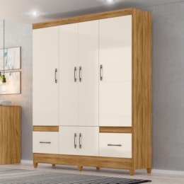 Guarda Roupa Casal MS912 6 Portas e 2 Gavetas Freijó/Off White - Moval Guarda Roupa Casal MS912 6 Portas e 2 Gavetas Freijó/Off White - Moval