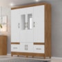 Guarda Roupa Casal MS912 6 Portas e 2 Gavetas Naturale/Branco com Espelho - Moval