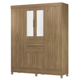Guarda Roupa Casal Munique 8 Portas e 2 Gavetas Amêndola com Espelho - Demóbile   Guarda Roupa Casal Munique 8 Portas e 2 Gavetas Amêndola com Espelho - Demóbile